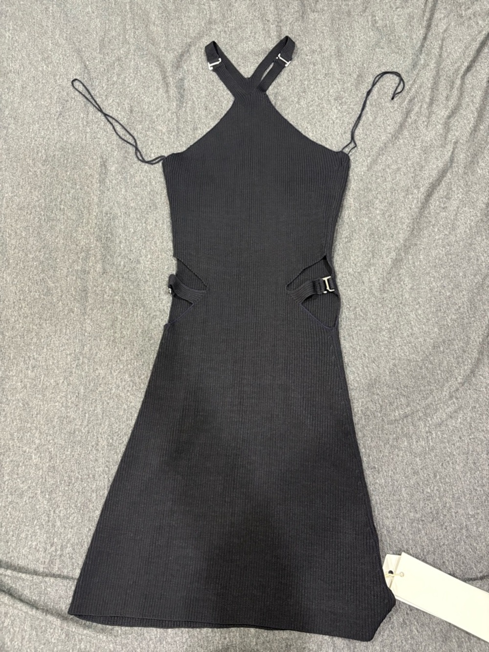 NWT Dion Lee Black Ribbed Cutout Halter Dress